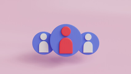 Obraz premium HRM or Human Resource Management, blue icon to manager icon which is among staff icons for human development recruitment leadership