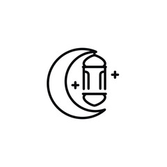 Muslim lantern line icon isolated on white background