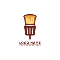 cooking spoon and bread vector logo icon.