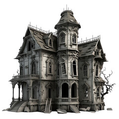 3D haunted house created with generative AI - obrazy, fototapety, plakaty