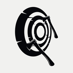 Vintage throwing axe icon illustration simple design element logo template.