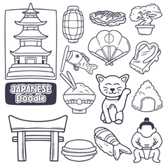 Japanese Outline Hand Drawn Doodle