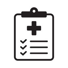 Obraz premium Medical history icon, medical report symbol. Health care clipboard icon. Medical card icon.