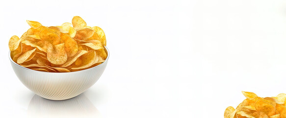Naklejka premium Bowl of tasty ridged potato chips on white background. Made with Generative ai