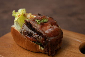 close up grilled meat burger