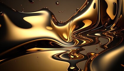 liquid gold on a dark background. Made with Generative Ai
