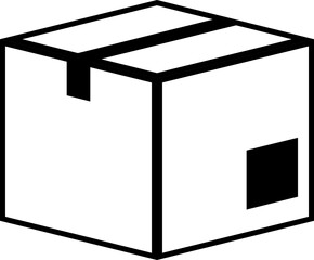 paper cardboard box close with tape black line outline icon PNG