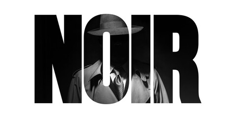 Noir film and vintage detective character