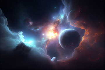 star field with nebula. generative ai