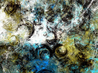 blue and green abstract fractal background 3d rendering illustration