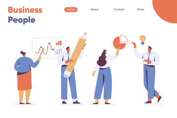 Business People Flat silhouette vector set. Business man and business woman.