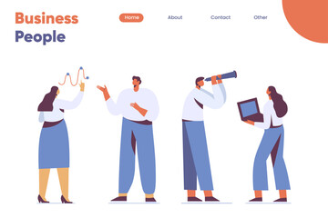 Business People Flat silhouette vector set. Business man and business woman.