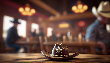 Obraz na płótnie Canvas Texas sheriff hat on western style.