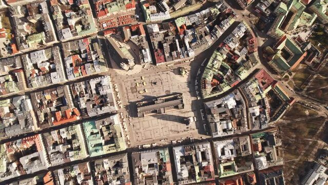 Cloth Hall Krakow Town Square Turn Quickly Transition Still Life Drone Aerial Krakow Poland Renaissance