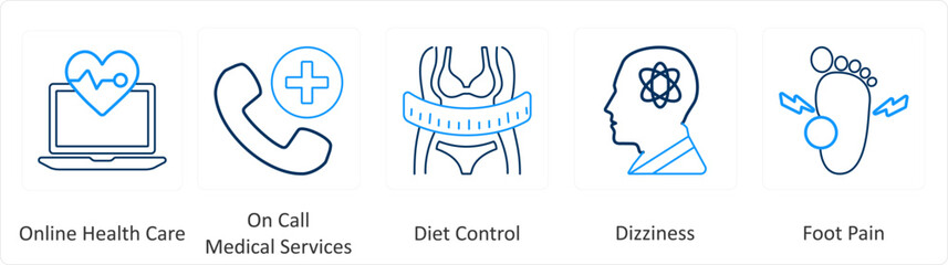 A set of 6 Medical icons as online health care, on call medical services