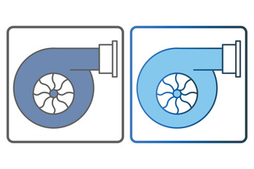 Car turbine icon illustration. icon related to car service, car repair. Two tone icon style, lineal color. Simple vector design editable