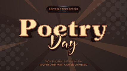 3d Poetry day text effect editable graphic style