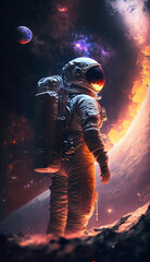 Fototapeta premium Astronaut looking into void, Generative AI, AI, Generative