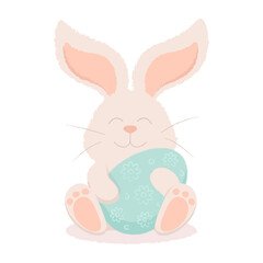 Easter bunny. Cute bunny with an Easter egg on a white background	
