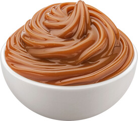 Melted caramel cream isolated on white background