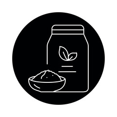Soy flour in a package black line icon. Organic vegan product