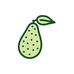Avocado color line icon. Vegetarian product.