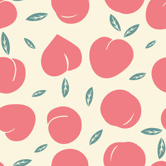 Vector fruit seamless pattern. Vector seamless peach pattern. Seamless fruits pattern.	