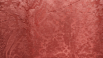 Red fabric with abstract texture for background, close-up. Small pattern on the curtain