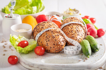 Obraz na płótnie Canvas Tasty ingredients for sandwich as symbol of a healthy diet.