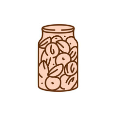 Pickled apricots in a jar color line icon.
