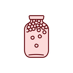Pickled berry compote in a jar color line icon.