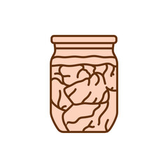 Pickled stew in a jar color line icon.