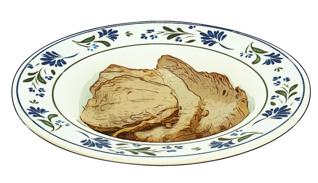 Disegno Fette di arrosto in piatto decorato