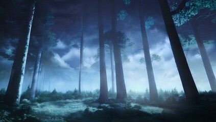 (4k) Dark Forest Landscape in the night AI