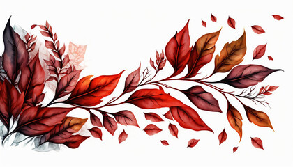 Watercolor red floral border in 4k