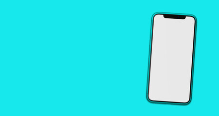 Modern Smartphone weißes Display Türkis Hintergrund Banner Vorlage