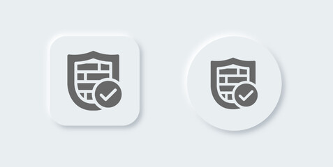 Firewall solid icon in neomorphic design style. Network protection signs vector illustration.