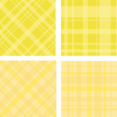 Set with checkered background in yellow colors for plaid, fabric, textile, clothes, tablecloth and other things. Vector image.