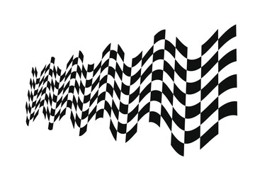 Black and white checkered wavy surface. - 580000929