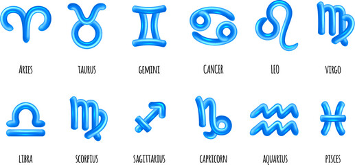 Zodiac icon set. A set of horoscope and astrology symbols.