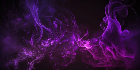 Stunning, computer-generated abstract art featuring futuristic, dark scenery with neon lighting and purple smoke, Generative AI