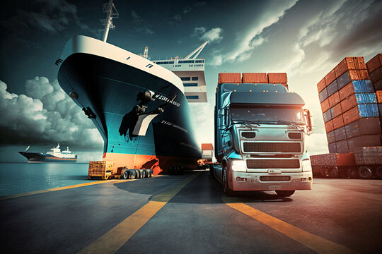 Global Supply Chain Logistics Network, Cargo, Freight, Shipping, Import and Export Goods. Generative AI