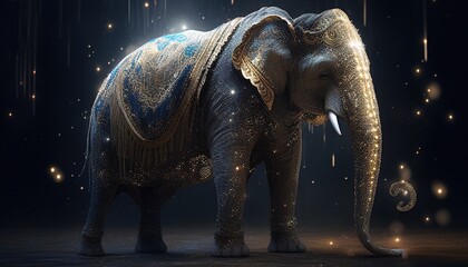 Majestic elephants are large, intelligent animals with powerful trunks, big ears, and incredible memories. digital art illustration, Generative AI