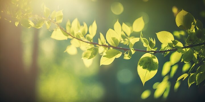A stunning blurred image of natural background with tree foliage, perfect for product presentations in spring and summer, Generative AI