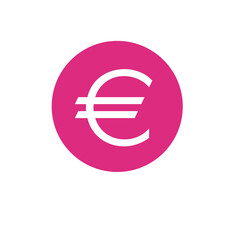 euro symbol in pink circle on white background
