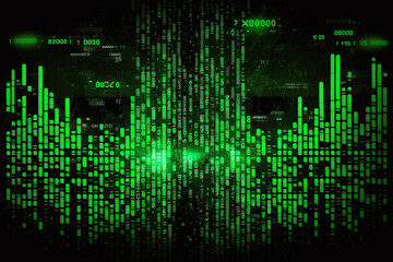 Fototapeta premium Matrix digital background with the green numbers and symbols. Generative AI