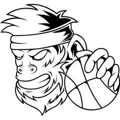 monkey animal character mascot sport team badge