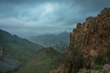 misty mountains in saudi arabia