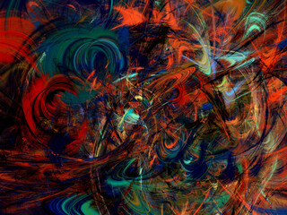 blue and red abstract fractal background 3d rendering illustration