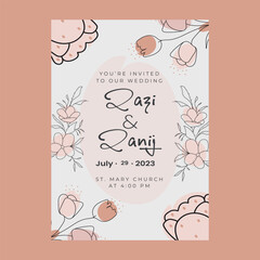 beautiful floral wreath wedding invitation card template